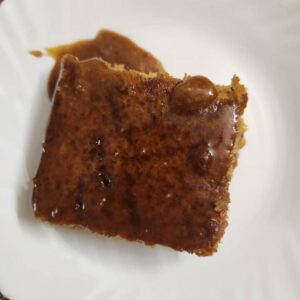 Sticky dates pudding, also known as sticky toffee pudding, is simply a moist sponge cake made with finely chopped and soaked dates, covered with toffee sauce. 