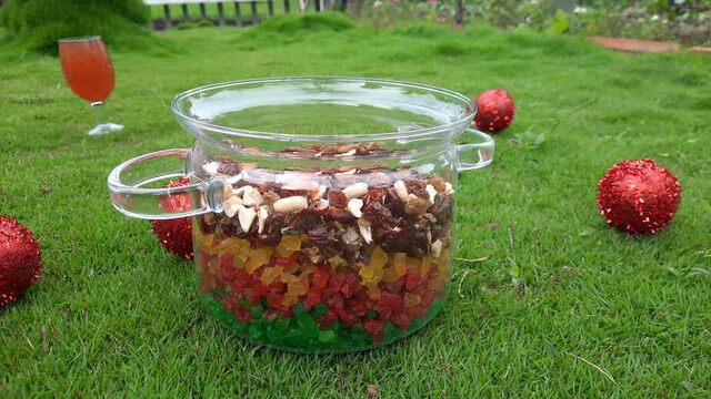 Soaking fruits for Christmas cake